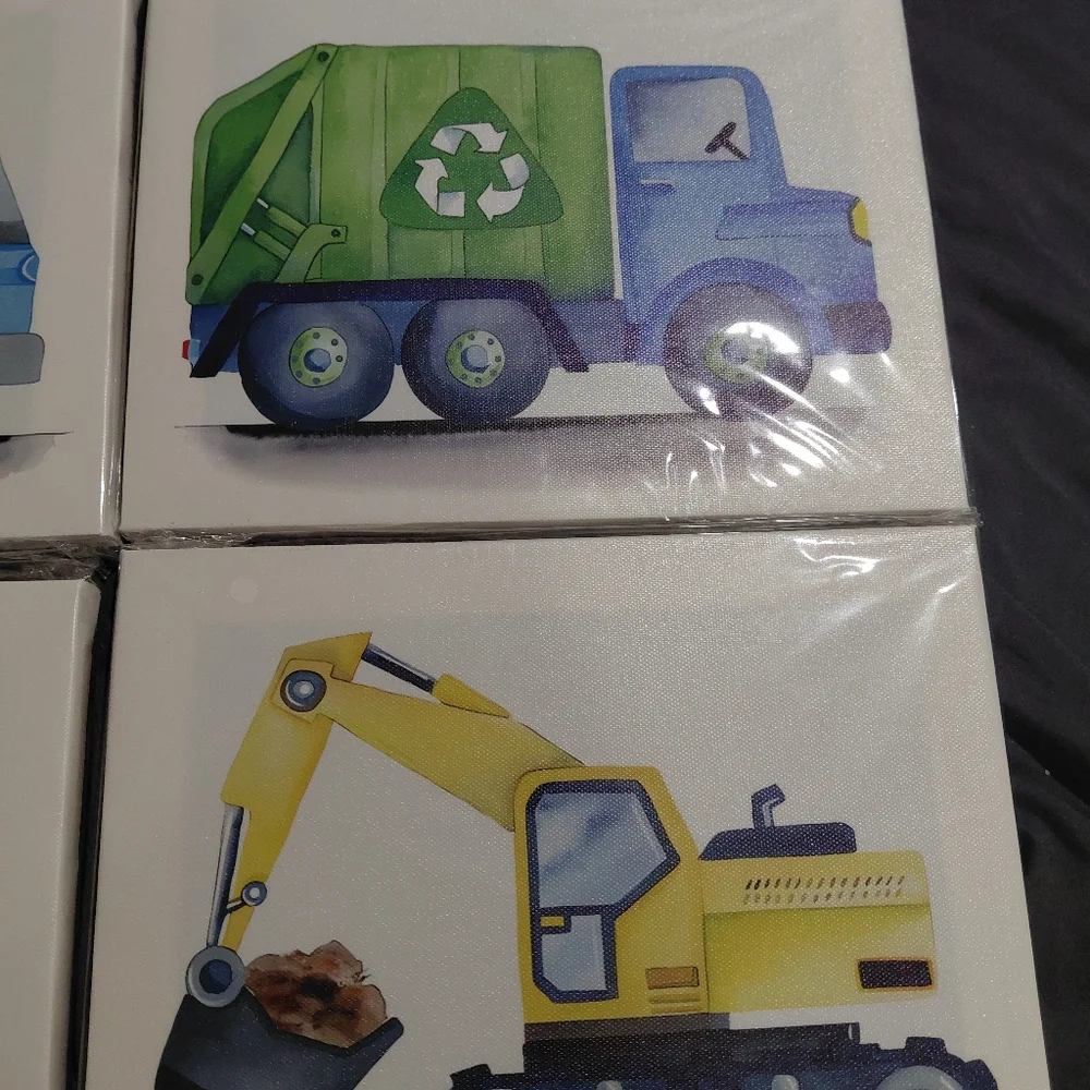 Kids Construction Vehicle Canvas Art Set - Picture 3 of 7